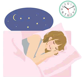 成長ホルモンが出る「肌のゴールデンタイム」（夜10時から2時）に質のよい睡眠をとり新陳代謝を促すことが大切